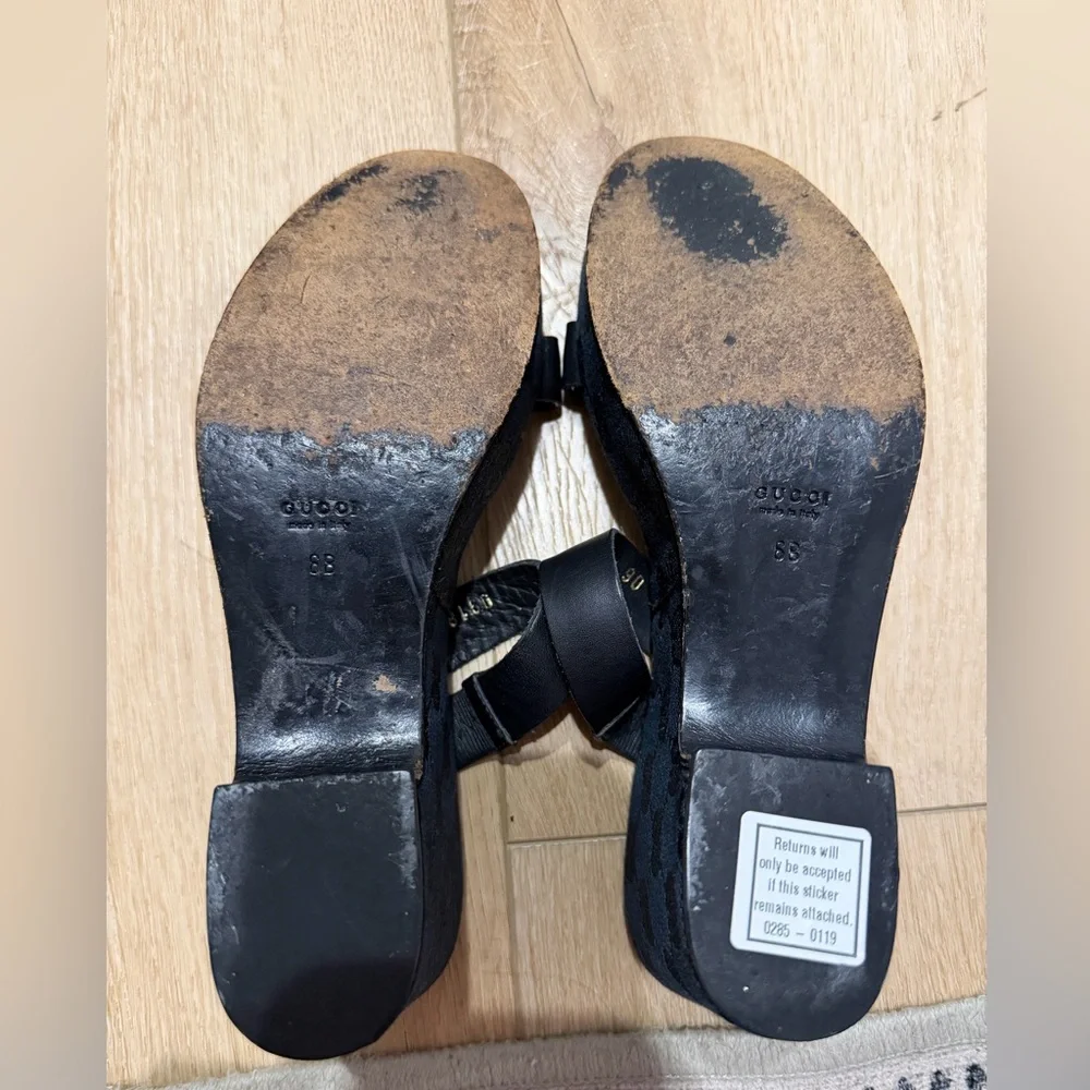 Gucci Black & Navy GG Sandals